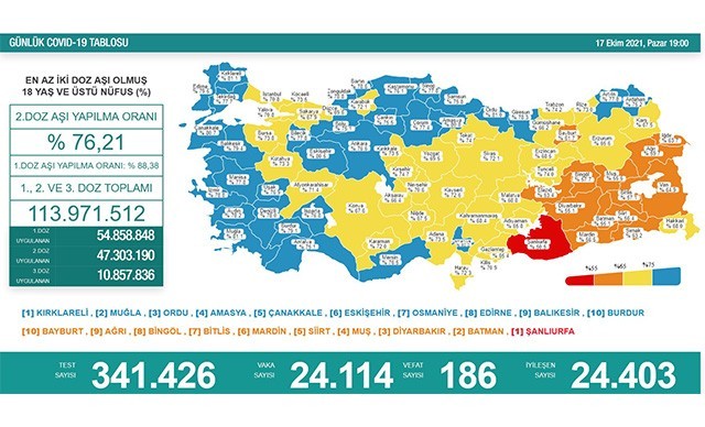 Koronavirüs salgınında günlük vaka sayısı 24 bin 114 oldu