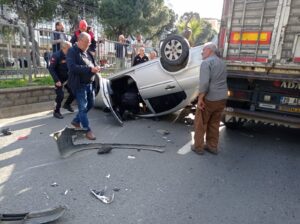 Emniyet müdürünün otomobili takla attı