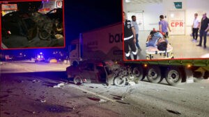 Aksaray’da otomobilin patlayan lastiğini değiştiren sürücü ve yanındakilere iki otomobil