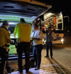 Otobüs kazalarını önlemek amaçlı denetim noktası kuruldu