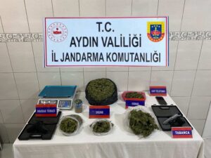 Aydın’ın Bozdoğan İlçesinde jandarmanın bir eve yaptığı operasyonda 2 kilogram