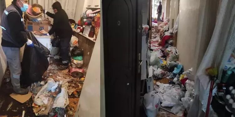 Anne ile oğlunun yaşadığı evden 45 ton çöp çıktı