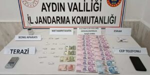 Aydın’ın Didim İlçesinde jandarmanın bir eve yaptığı operasyonda uyuşturucu, nakit
