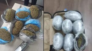 Konya‘nın Beyşehir ilçesinde yolculuk yaptığı otobüste, valizinde 8 kilo esrar,