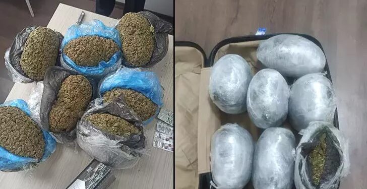 Otobüsteki yolcunun valizinden 8 kilo esrar çıktı