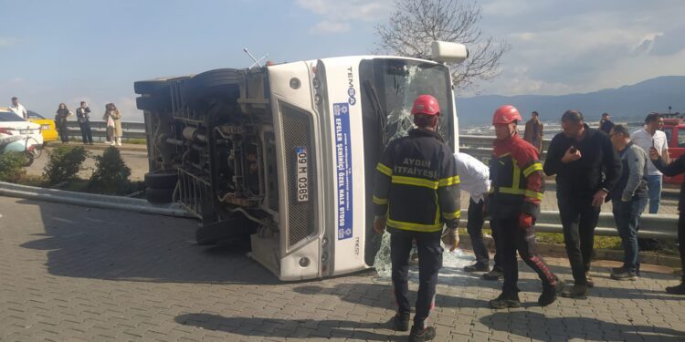 Aydın'da halk otobüsü devrildi yaralılar var