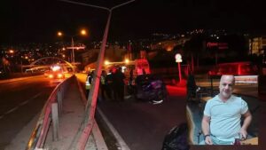 İzmir‘in Bayraklı ilçesinde, kontrolden çıkarak önce bariyere, ardından da aydınlatma direğine