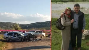 Denizli‘nin Tavas ilçesinde, otomobil ile kamyonetin çarpıştığı kazada karı-koca yaşamını