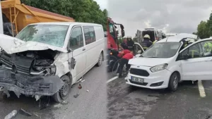 Sakarya’da, Anadolu Otoyolu’nda, hafif ticari araçla minibüsün çarpıştığı kazada Meryem