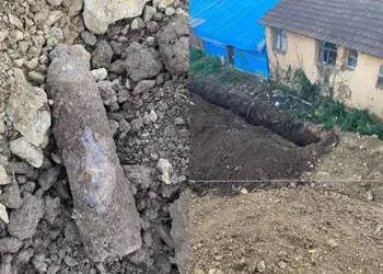 Kazı sırasında top mermisi bulundu