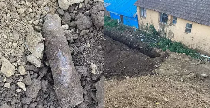 Kazı sırasında top mermisi bulundu