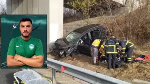 Genç futbolcu kazada yaralandı