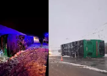 Yolcu otobüsü devrildi, yeni atanan doktor ve eşi öldü