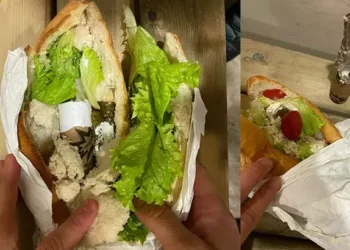 Stada sandviç içinde meşale sokmaya çalışırken yakalandı