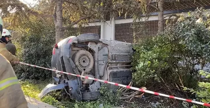 Makas atan sürücünün çarptığı araç takla attı: 6 yaralı
