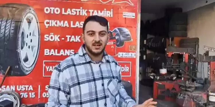 Şişirdiği lastiğin patlamasıyla yaralandı