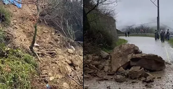 Aydın’da heyelan yolu kapattı