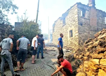 Makilik alanda çıkan yangında 11’i metruk 13 ev yandı