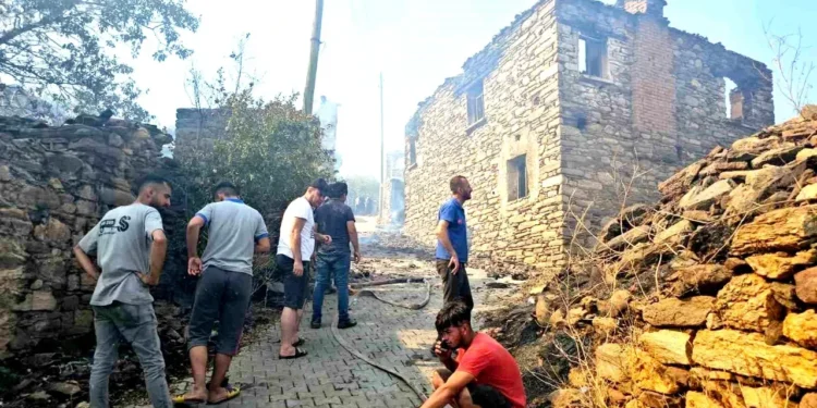 Makilik alanda çıkan yangında 11’i metruk 13 ev yandı