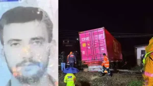 Aydın’ın Efeler ilçesinde kontrolden çıkıp tren yoluna devrilen TIR’ın sürücüsü Yunus