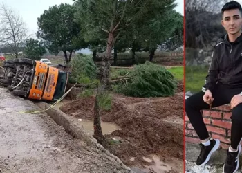 Beton mikseri ağaçların üzerine devrildi