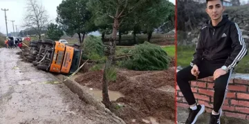 Beton mikseri ağaçların üzerine devrildi