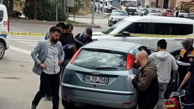 Ankara'nın Çubuk ilçesinde, bir akaryakıt istasyonundaki ATM'nin yanında motoru çalışır
