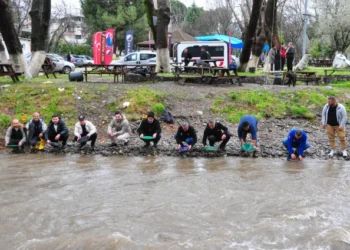 Dere yatağında ortaya çıkıyor, tasını kapan avuç avuç topluyor (2)