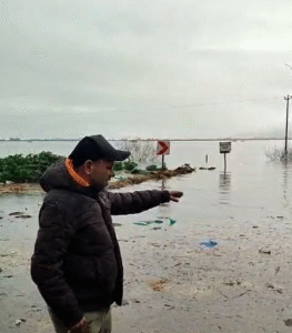Aydın’ın Söke ilçesine bağlı kırsal Akçakaya Mahallesi’nde yükselen taşkın suları