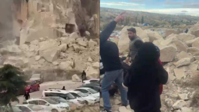 Nevşehir'in Kapadokya bölgesinde bulunan Göreme Açık Hava Müzesi'nin girişinde bir