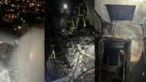 İzmir’in Konak ilçesinde 3 katlı bir binada çıkan yangın faciaya