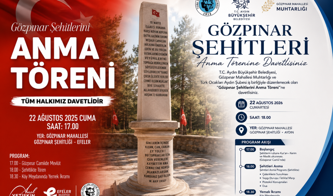 Gözpınar Şehitleri Komitesi’nden Efeler Belediyesi’ni kim çıkardı? Aydın’da 22 Ağustos’ta gerçekleştirilecek Gözpınar Şehitleri Anma Töreni öncesi dikkat
