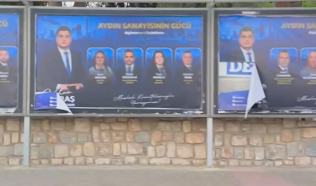 Başkan Maraş’ın afişlerine çirkin saldı Aydın Sanayi Odası (AYSO) Başkanı ve Başkan Adayı Gökhan Maraş,