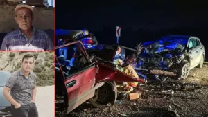 Manisa’nın Demirci ilçesinde iki otomobilin çarpışması sonucu Soner Kapucu‘nun (24), babası Mehmet