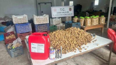 İzmir'in Ödemiş ilçesinde jandarma ekiplerinin bir depoya düzenlediği operasyonda, hidrojen