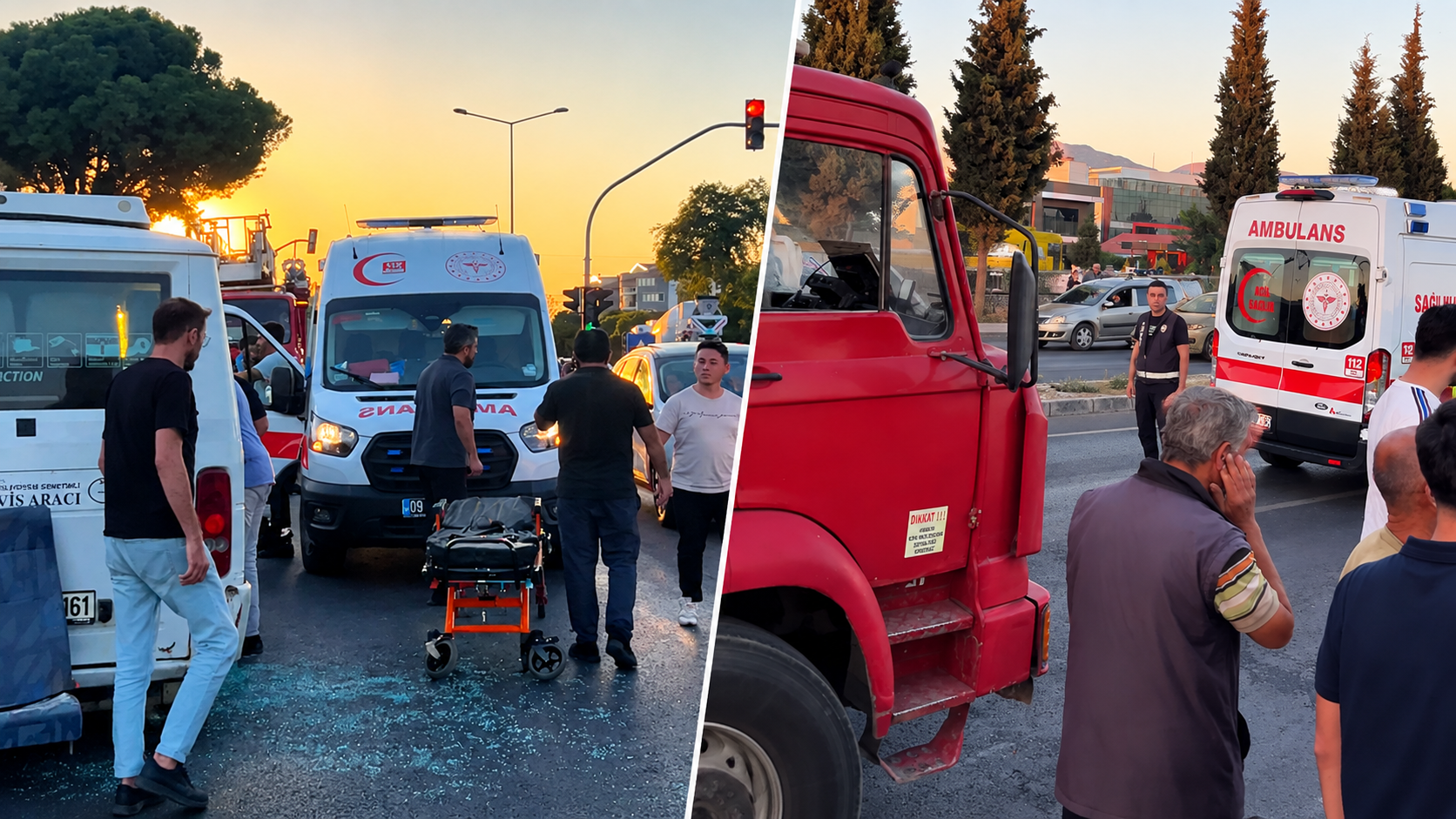 Aydın’ın İncirliova ilçesinde kontrolden çıkan beton mikseri karşı şeride geçerek