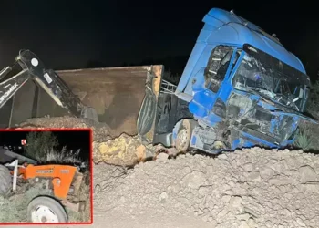 Kamyonun arkadan çarptığı traktör sürücüsü öldü