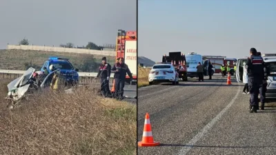 Ankara'nın Polatlı ilçesinde iki otomobilin kafa kafaya çarpıştığı kazada 3