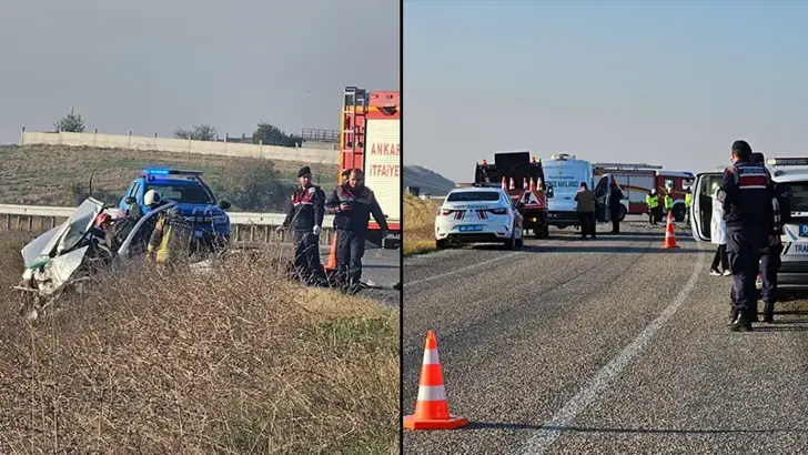 Ankara'nın Polatlı ilçesinde iki otomobilin kafa kafaya çarpıştığı kazada 3