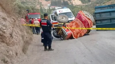 Aydın’ın Köşk ilçesinde devrilen traktörün altında kalan sürücü Bilal Karabulut