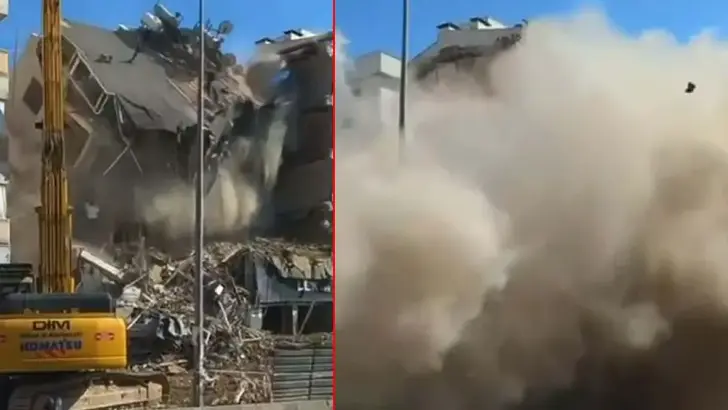 Kuşadası’nda 5 katlı bina yıkım sırasında çöktü Aydın’ın Kuşadası ilçesinde, kentsel dönüşüm kapsamında boşaltılan 5 katlı bina, yıkım çalışması