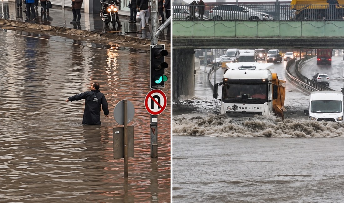 Kuvvetli sağanak kâbusu yaşattı İstanbul’da gün boyu etkisini sürdüren kuvvetli sağanak, tam bir kabus