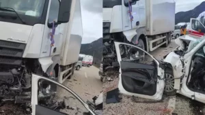 Isparta’nın Eğirdir ilçesinde park halindeki TIR’a çarpan otomobilin sürücüsü Baran