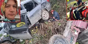 Otomobille çarpışan çift dere yatağında can verdi