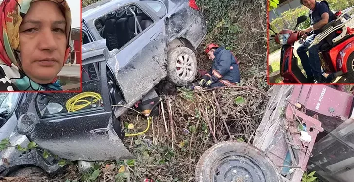 Otomobille çarpışan çift dere yatağında can verdi