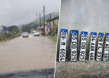 Sağanak vurdu Koçarlı’da plakalar sulara kapıldı