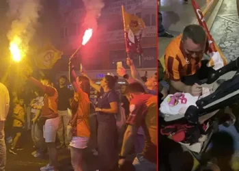 Şampiyonluk sevinci bebeği sokakta unutturdu