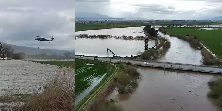 Selde mahsur kalan vatandaş helikopter ile kurtarıldı