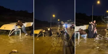 Suya gömülen minibüsteki 20 yolcu kurtarıldı (3)