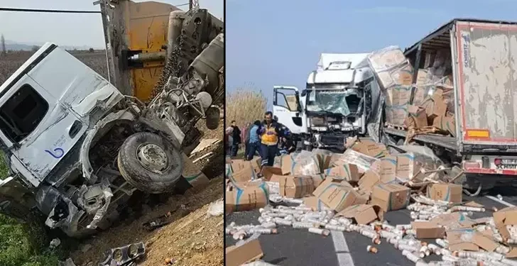 TIR, otomobil ve kamyonla çarpıştı 5 yaralı